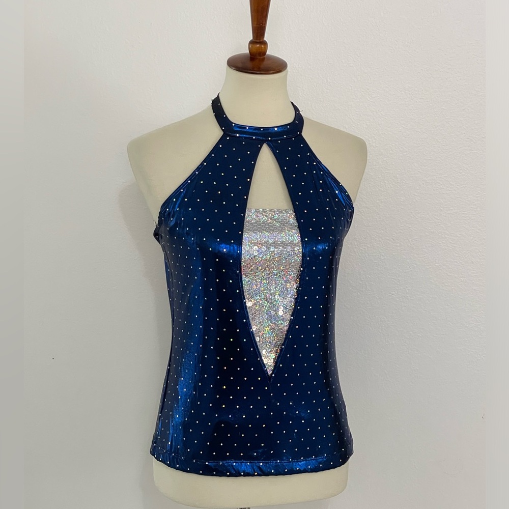 Dance Top * Performance Wear * Blue * Sequin Rhinestones